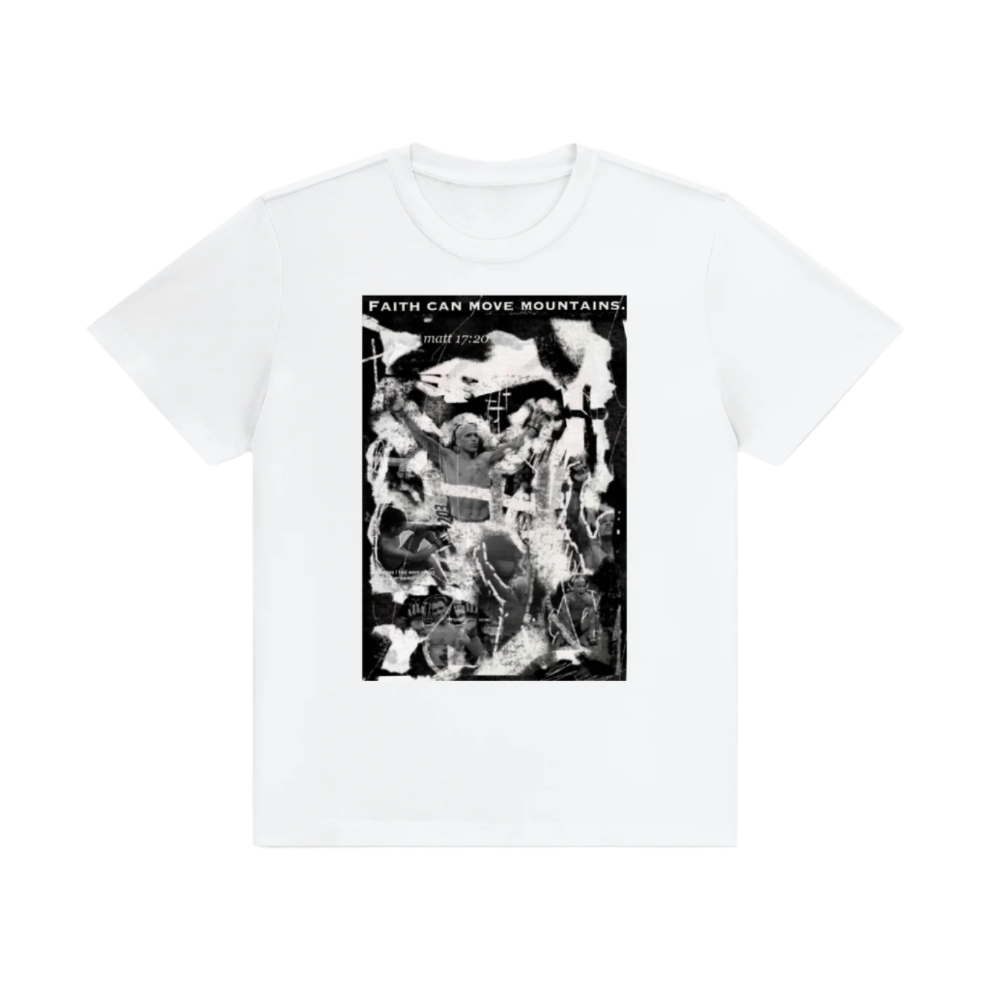 "FAITH CAN MOVE MOUNTAINS" ATHLETIC FIT UNISEX T-SHIRT (White)