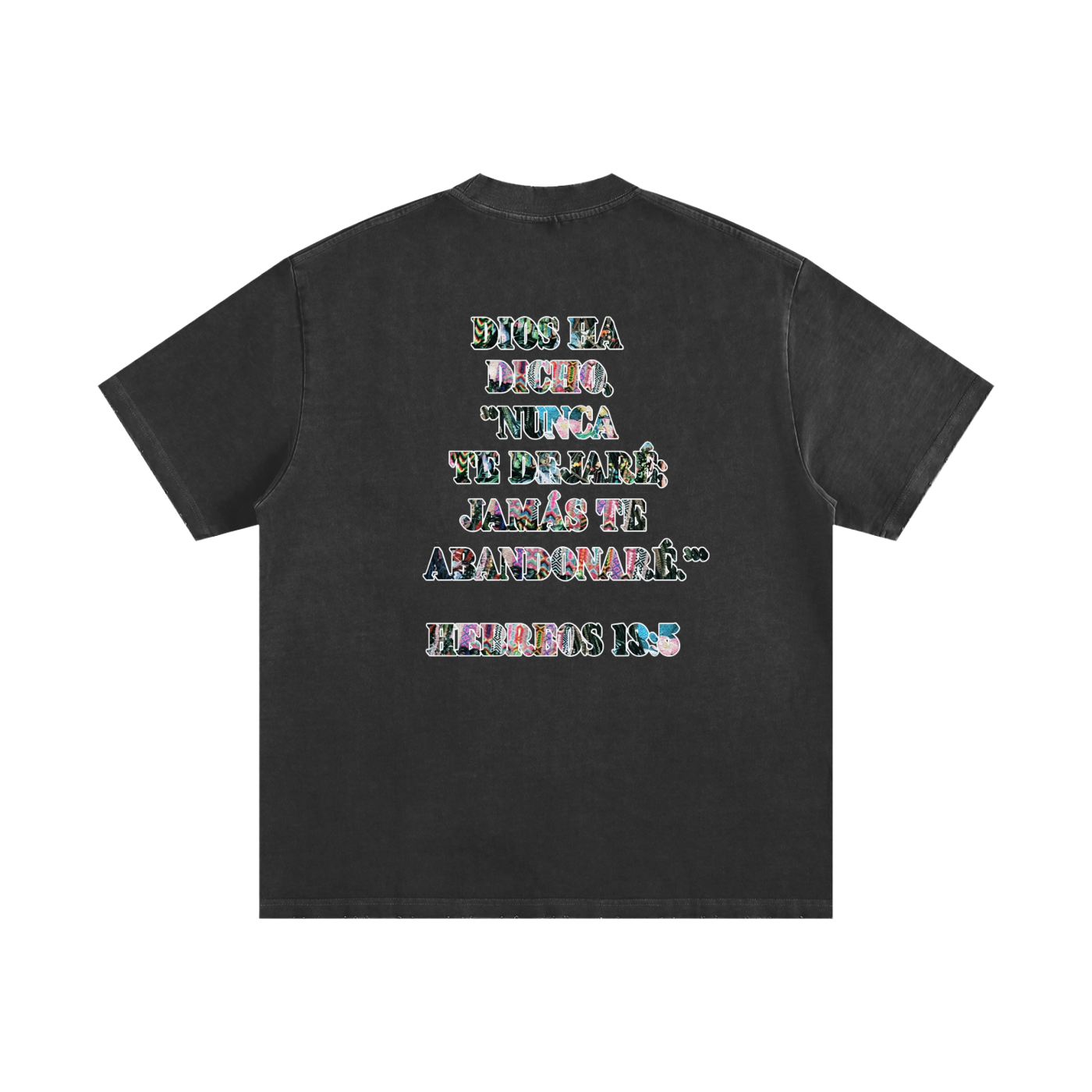 "NUNCA CAMINARAS SOLO" UNISEX VINTAGE WASHED FRAYED T-SHIRT (BLACK)