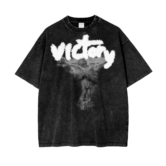 VICTORY- acid wash oversize tee