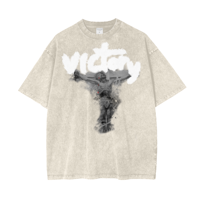 VICTORY- acid wash oversize tee