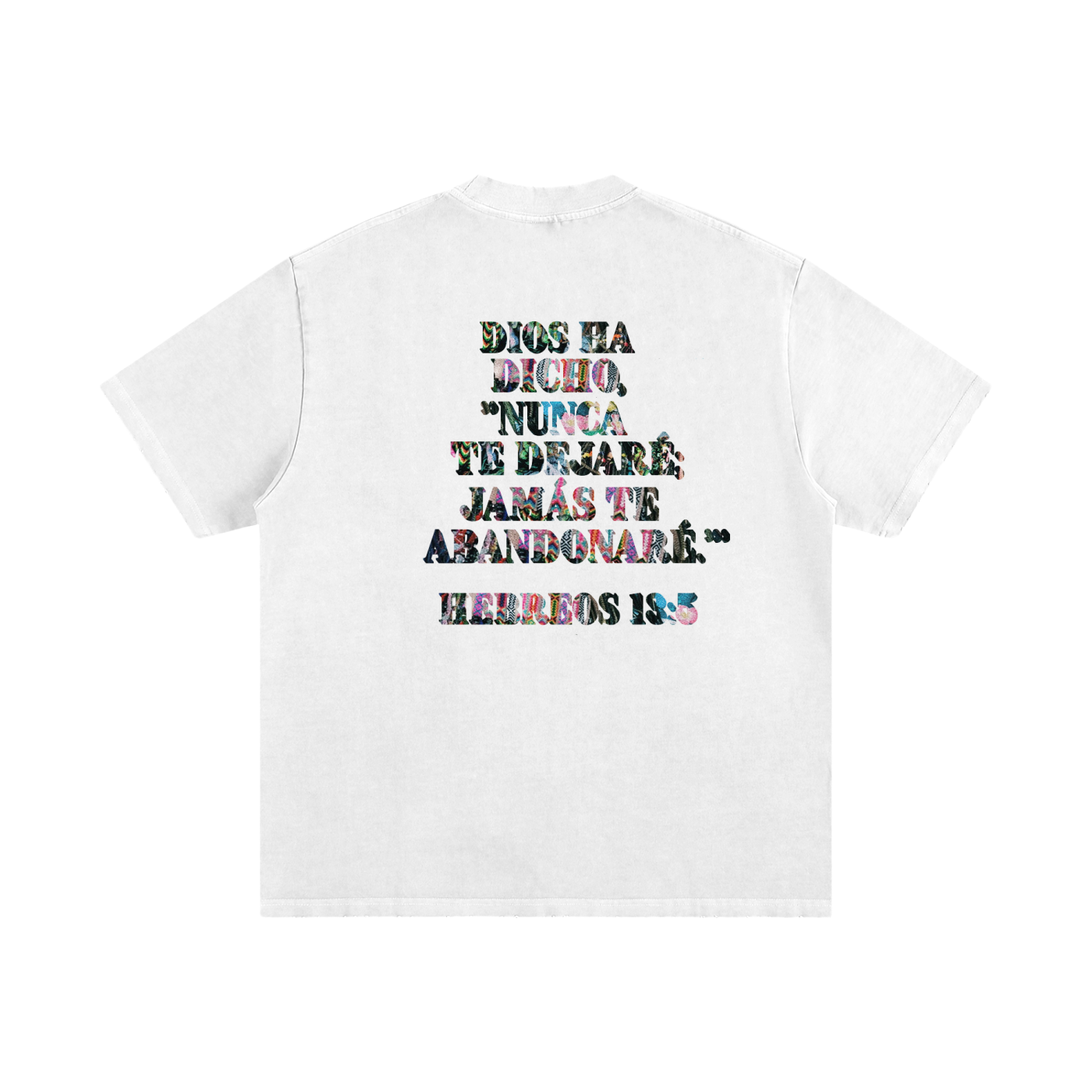 "NUNCA CAMINARAS SOLO" UNISEX VINTAGE WASHED FRAYED T-SHIRT (WHITE)