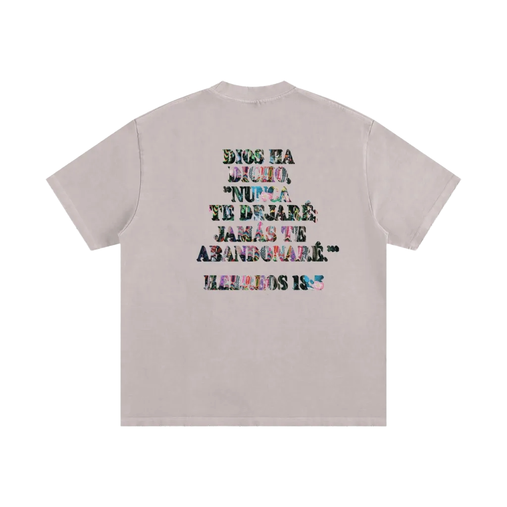 "NUNCA CAMINARAS SOLO" UNISEX VINTAGE WASHED FRAYED T-SHIRT (WHITE)