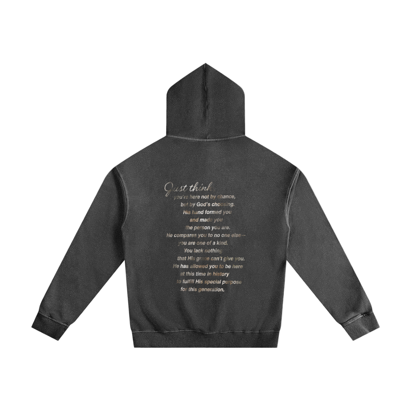 "TODAY HAS A REASON" VINTAGE WASHED COTTON HOODIE (BLACK)