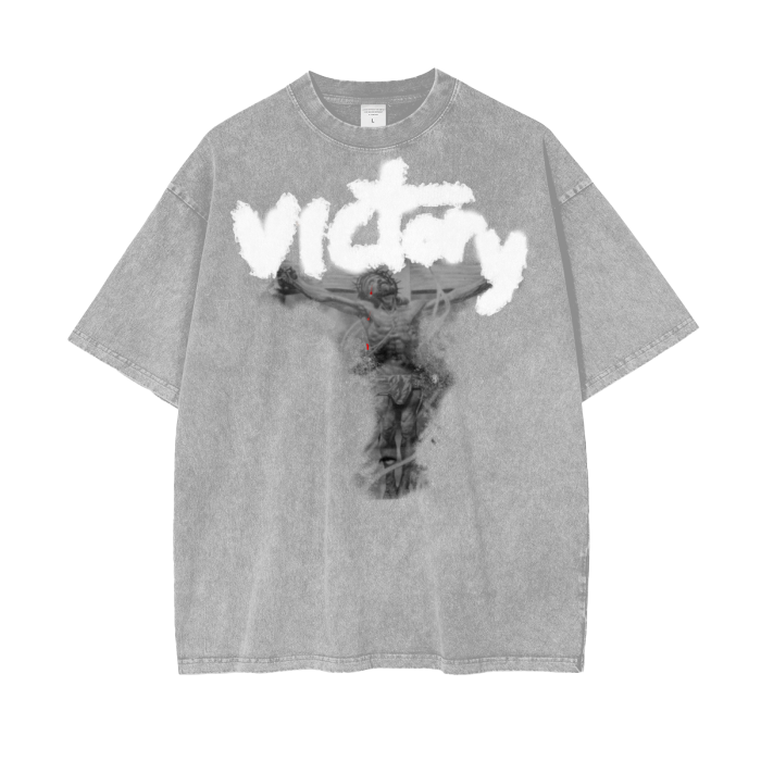 VICTORY- acid wash oversize tee