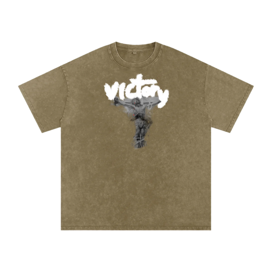 "VICTORY" WASHED & OVERSIZED UNISEX TEE (Light Font)